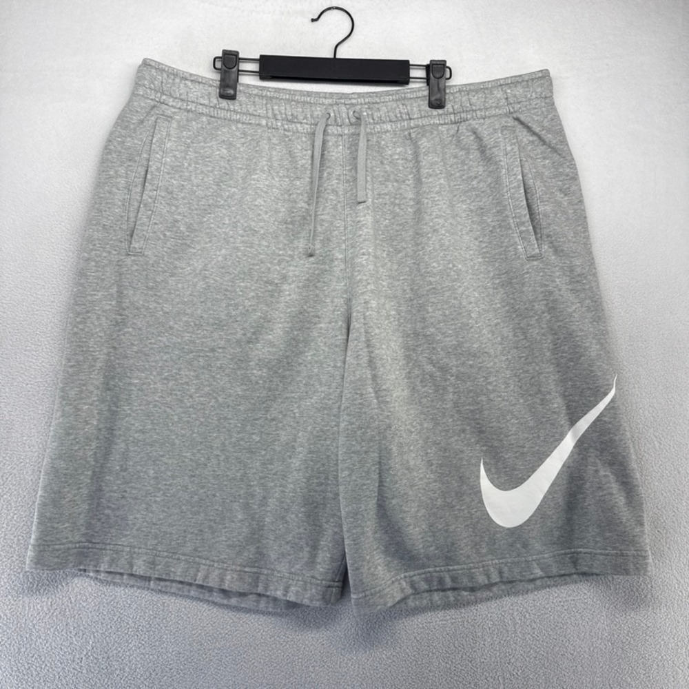 Nike Sweat Shorts Mens 3XLT Gray Swoosh Activewear Cotton Blend Elastic Waist